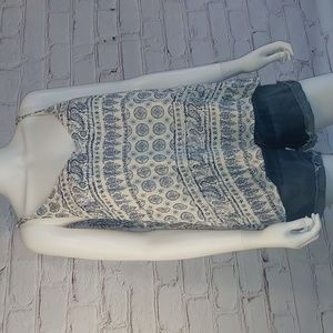 Spaghetti Strap Forever 21 Blue White Paisley Cami Top Women Plus 3x 22